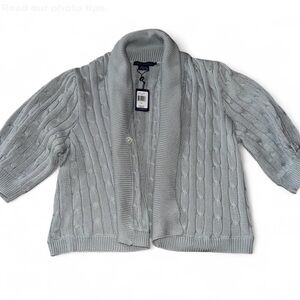Ralph Lauren Light Gray Cable Knit Women’s size XL Cardigan Sweater NWT